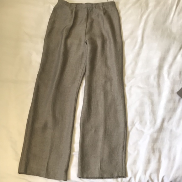 Jacques Vert british brand green/grey collarless jacket pants suit poly/viscose - Picture 7 of 9